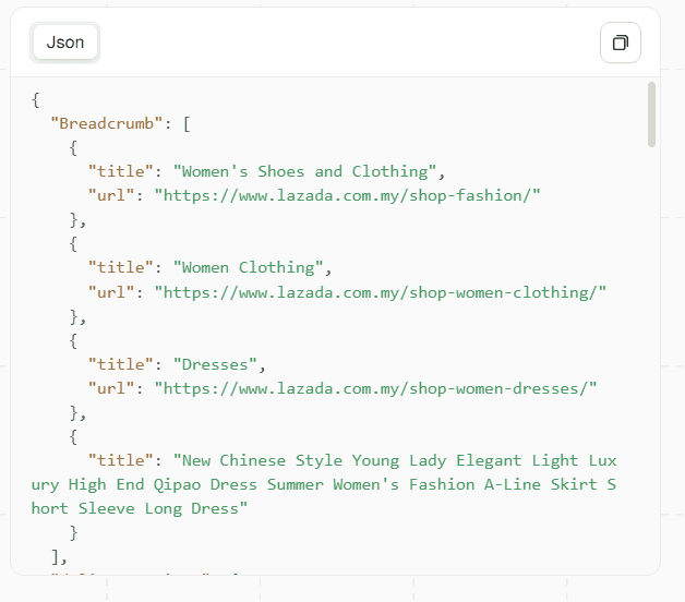 Lazada Scraper JSON Preview
